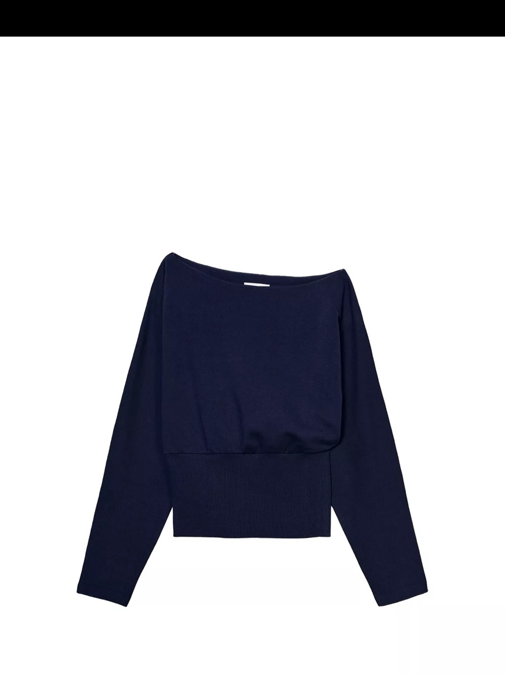 Zara Off-the-Shoulder Navy Knit Sweater